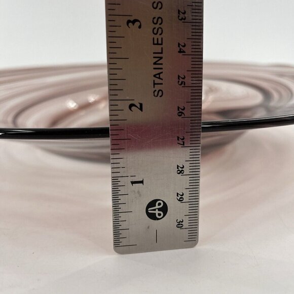 Art Glass Blown Oval Purple Swirl Bowl Platter 13.5x12.5x2.5" - Picture 6 of 8